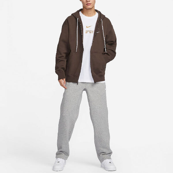 Толстовка Nike Solo Swoosh Hoodie 'Brown', коричневый — фото 3