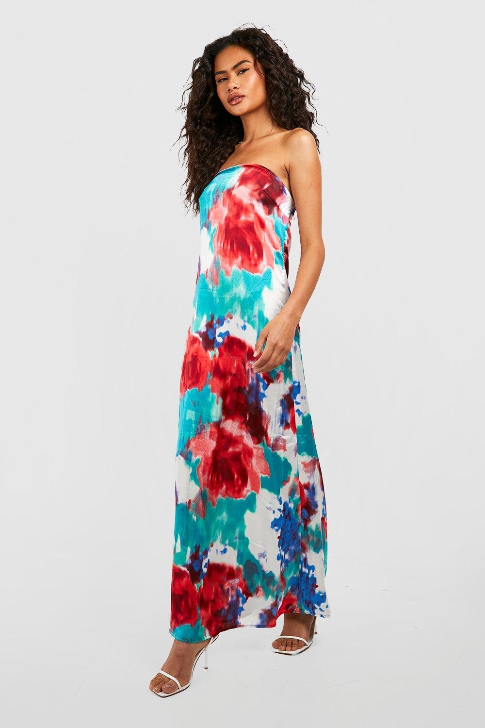 

Платье макси из мрамора Boohoo, красный