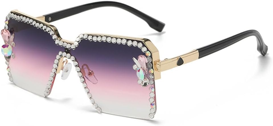 

Солнцезащитные очки Diamond для женщин, большая оправа, модные очки с декоративными стразами, градуированная защита от солнца для вождения на открытом воздухе, UV400 MTZJH, 6