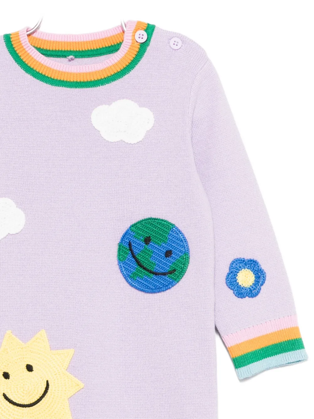 Шерстяное платье Earth Friends с аппликацией Stella McCartney Kids, фиолетовый — фото 3