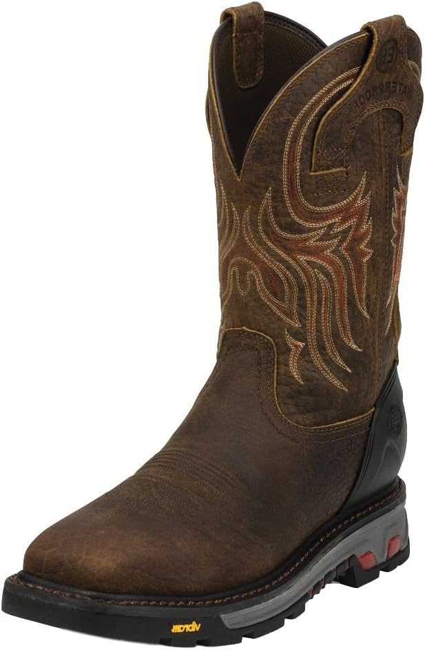 

Мужские ботинки Justin Boot Company Tumbled Mahogany Buffalo H20 Steel, размер 11, коричневый