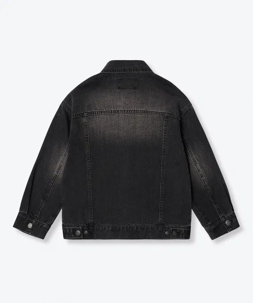 Джинсовая куртка оверсайз MUSINSA STANDARD KIDS, хлопок 100%, цвет Wash Black — фото 4