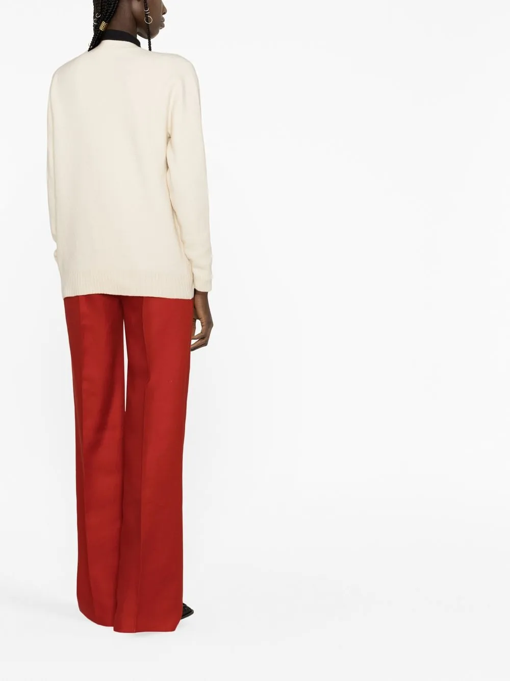 Шерстяной кардиган с V-образным вырезом JIL SANDER, нейтральный — фото 3