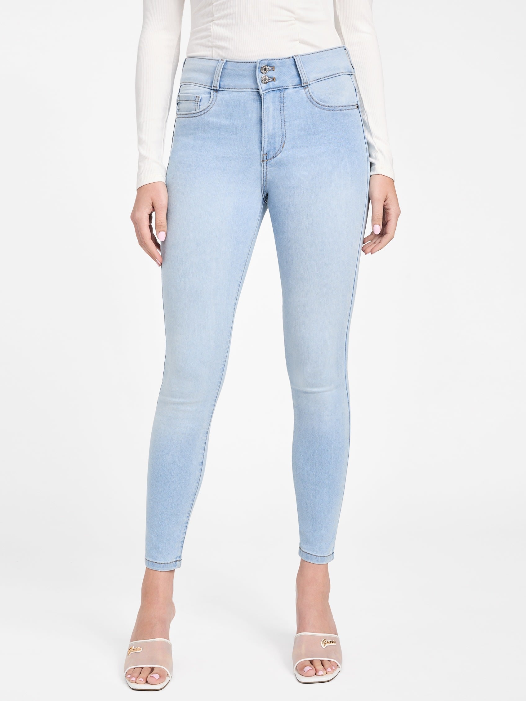

Узкие джинсы Eco Emilia с высокой посадкой Guess Factory, цвет light wash