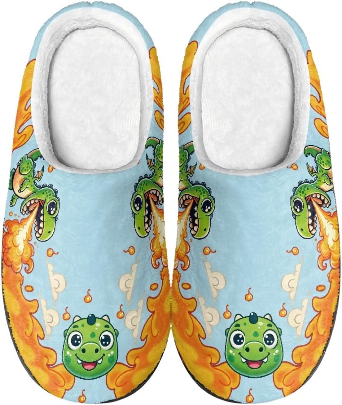 

Мужские и женские нескользящие тапочки, теплые мягкие уютные тапочки из фланели, домашняя обувь для спальни и улицы, размеры 2-12 Zcfygdx, Creative Cartoon Dinosaur Print
