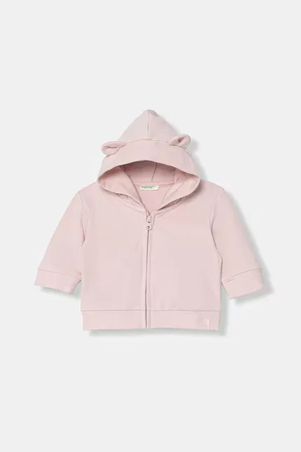 Блуза на молнии с капюшоном ушки United Colors of Benetton, розовый