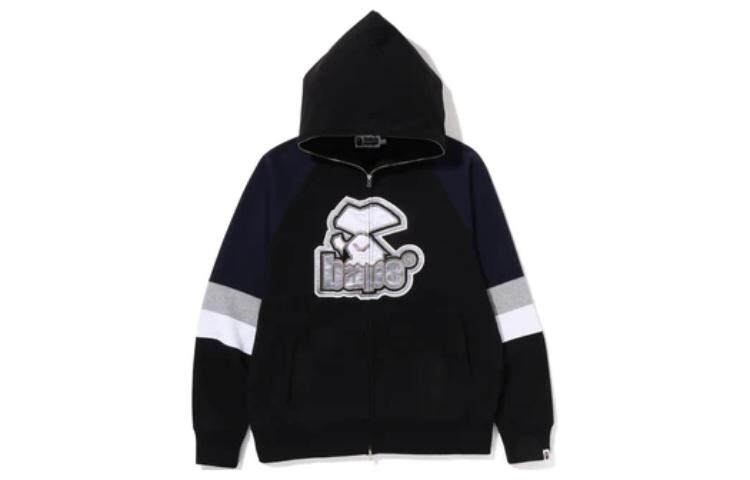 

Толстовка свободного кроя с капюшоном на молнии с изображением хоккея BAPE A Bathing Ape, черный