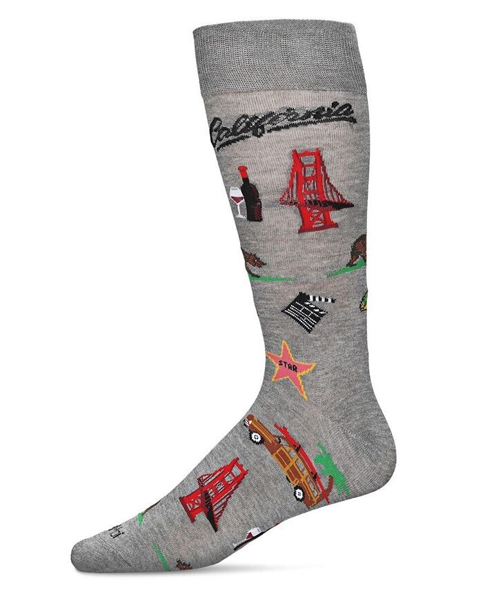 

Мужские носки California Cool Rayon from Bamboo Novelty Crew Socks MeMoi, серый