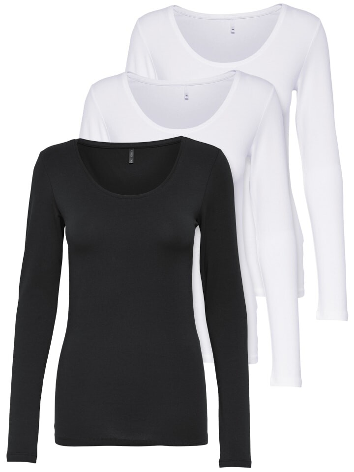 

Рубашка с длинным рукавом ONLY 3er Set Basic, цвет weiß/weiß/schwarz