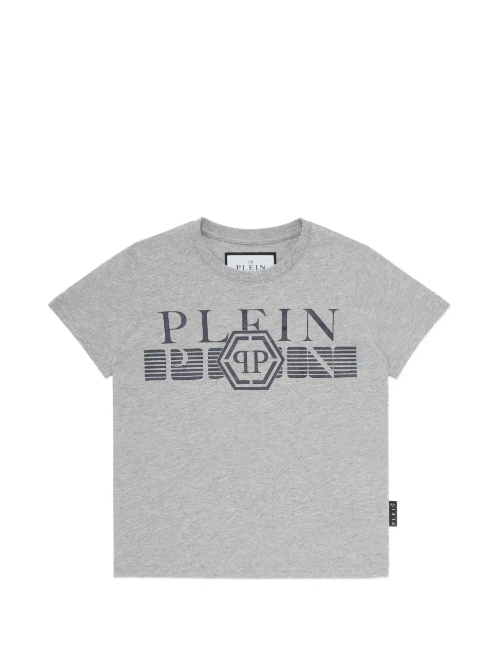 Футболка с круглым вырезом и принтом с логотипом бренда Philipp Plein Junior, серый