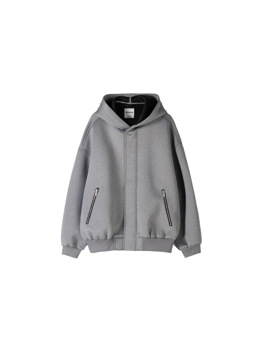 

Толстовка с капюшоном на молнии Bershka Zip-Up Hoodie, серый