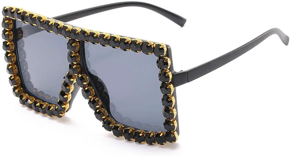 

Винтажные солнцезащитные очки с бриллиантами для женщин, мужские солнцезащитные очки большого размера, модные женские очки черного цвета TKKTLLT, C1 Matte Black-black