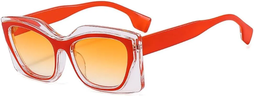

Двухцветные солнцезащитные очки для женщин и мужчин, винтажная оправа с леопардовым принтом, прозрачные очки с защитой от УФ-излучения UV400 VFDHN, Orange
