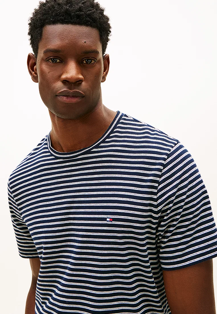Футболка с полоской, regular fit, Essential Seasonal, TH Mainline Tommy Hilfiger, слоновая кость — фото 3