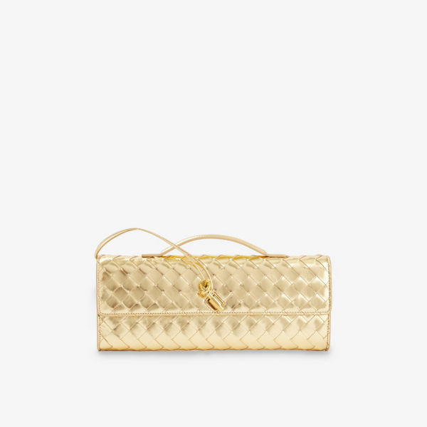 

Клатч Bottega Veneta Andiamo с плетеным узором, золотой