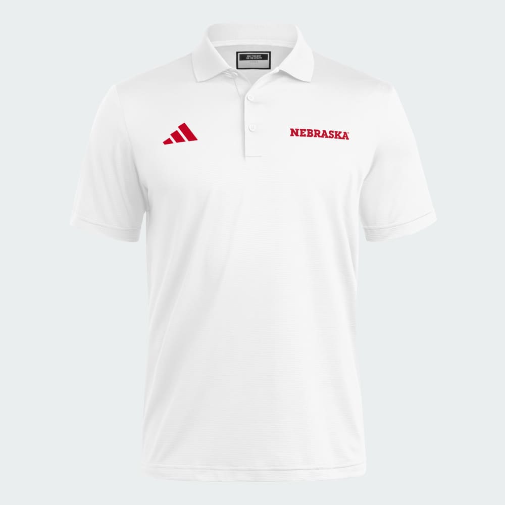 

Спортивная футболка Adidas Nebraska Cornhuskers Coaches Ottoman Polo, цвет White/Team Power Red/Team Power Red