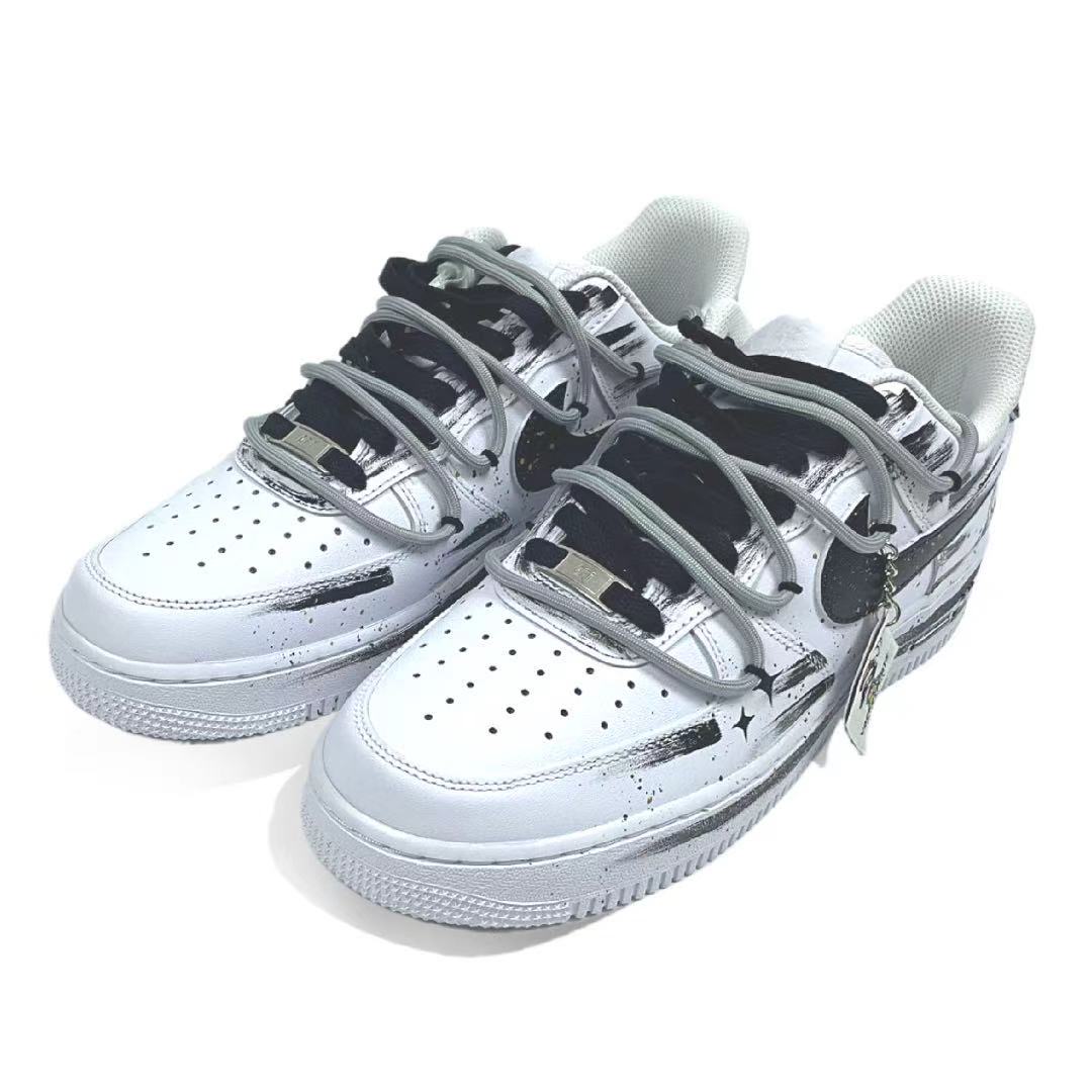 Nike Кроссовки Air Force 1 Mountain Moon Brush Leather Abrasion Resistant Low top мужские бело-черные — фото 3