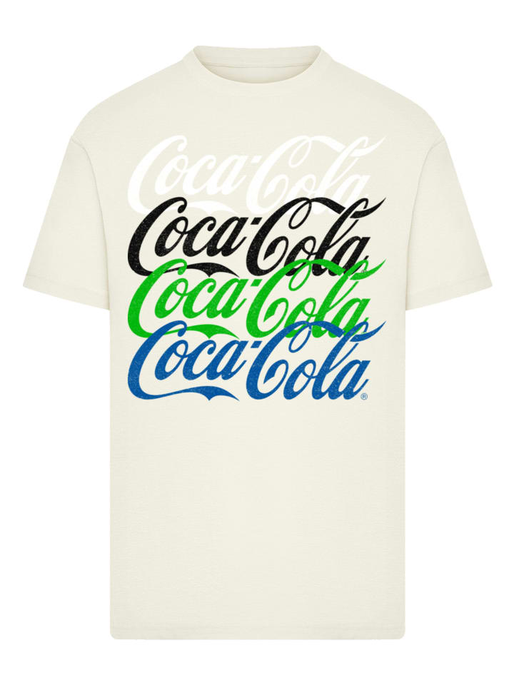 

Футболка с повторяющимся логотипом Coca Cola песочного цвета F4NT4STIC, Бежевый, Футболка с повторяющимся логотипом Coca Cola песочного цвета F4NT4STIC