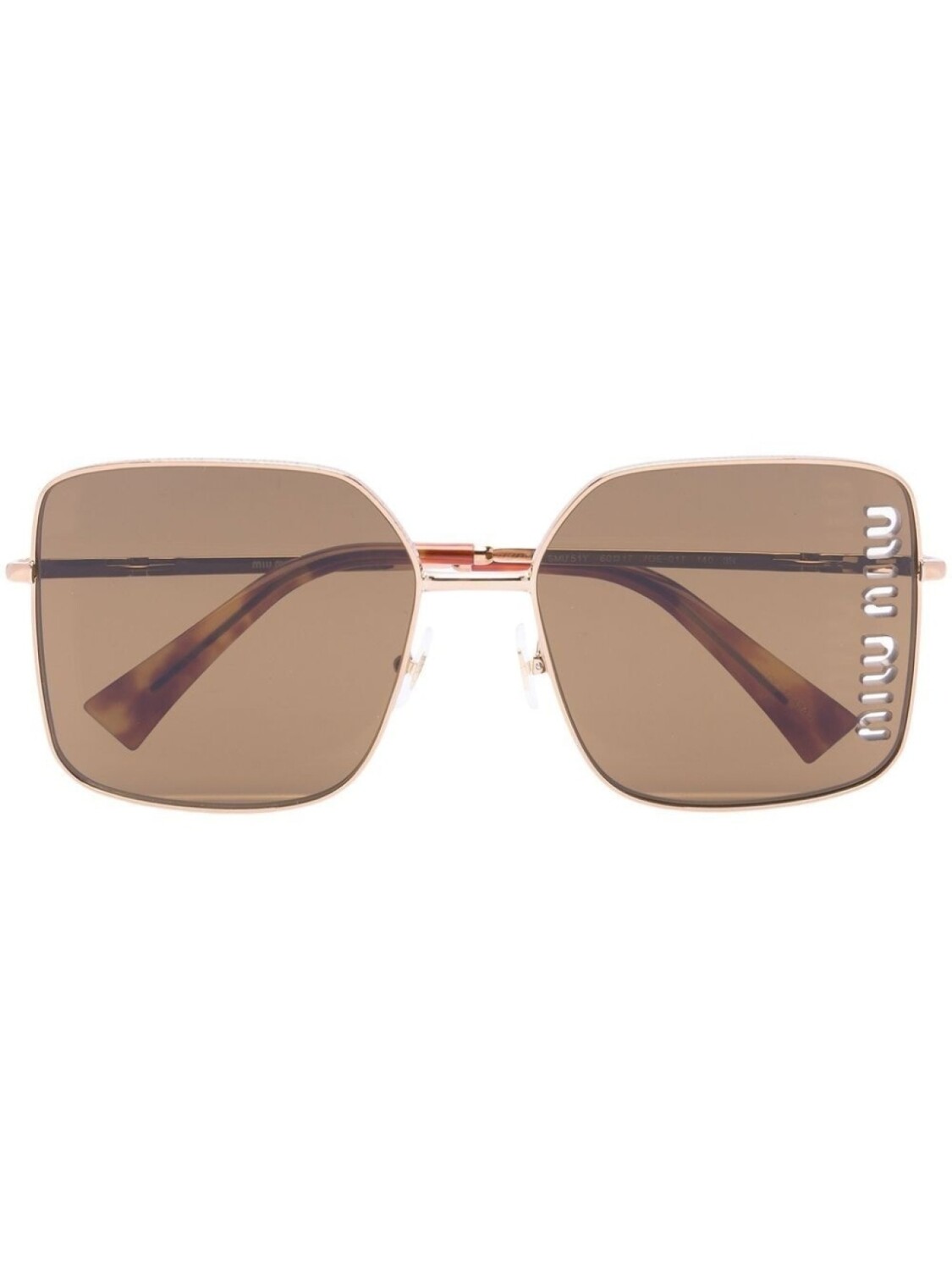 

Miu Miu Eyewear солнцезащитные очки в квадратной оправе с логотипом, золотой