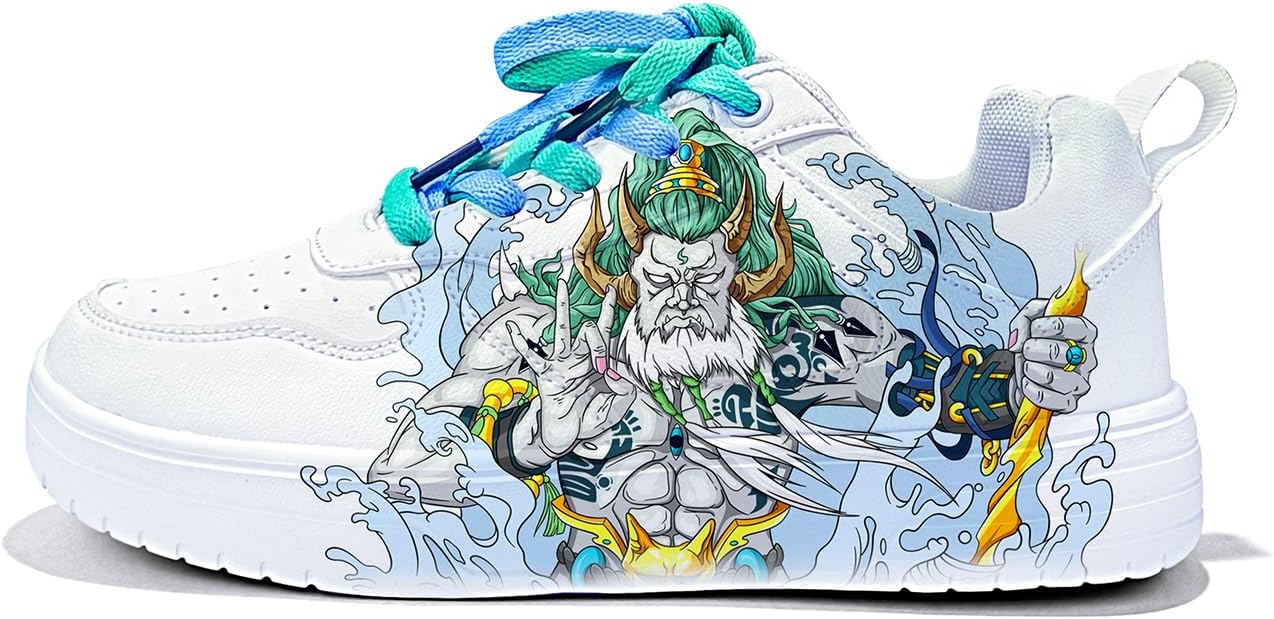 

Кроссовки в стиле Mountain Spirit с художественным дизайном, бело-бирюзовый градиент, повседневные модные кроссовки с узорами персонажей для мужчин и женщин Generic