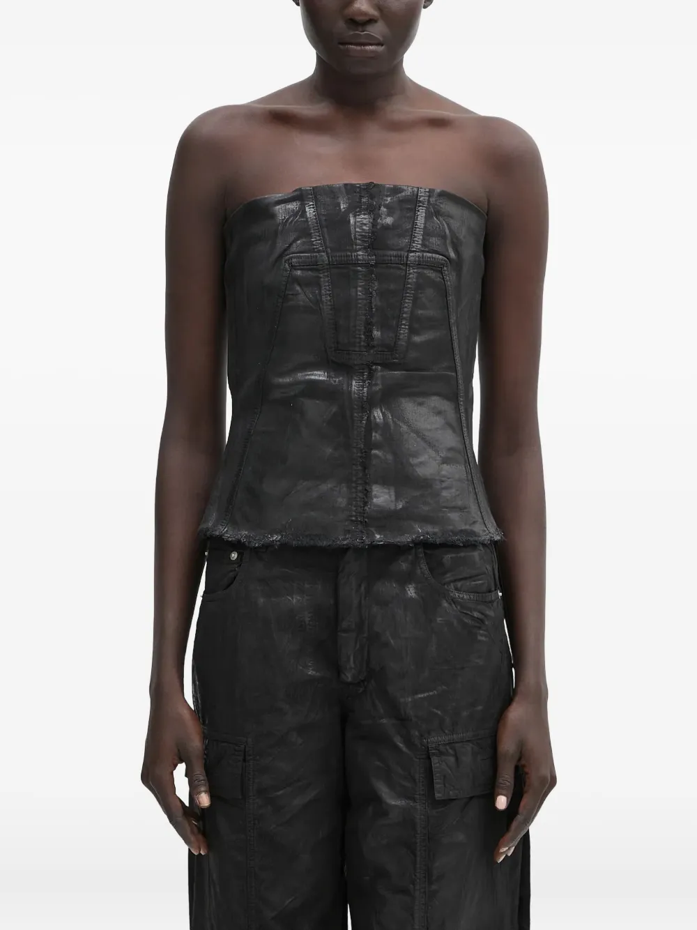 

Жилет без бретелек с необработанным краем Rick Owens DRKSHDW, черный