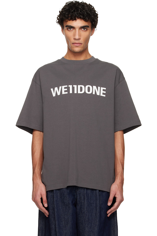 

We11Done Серая большая базовая футболка с логотипом