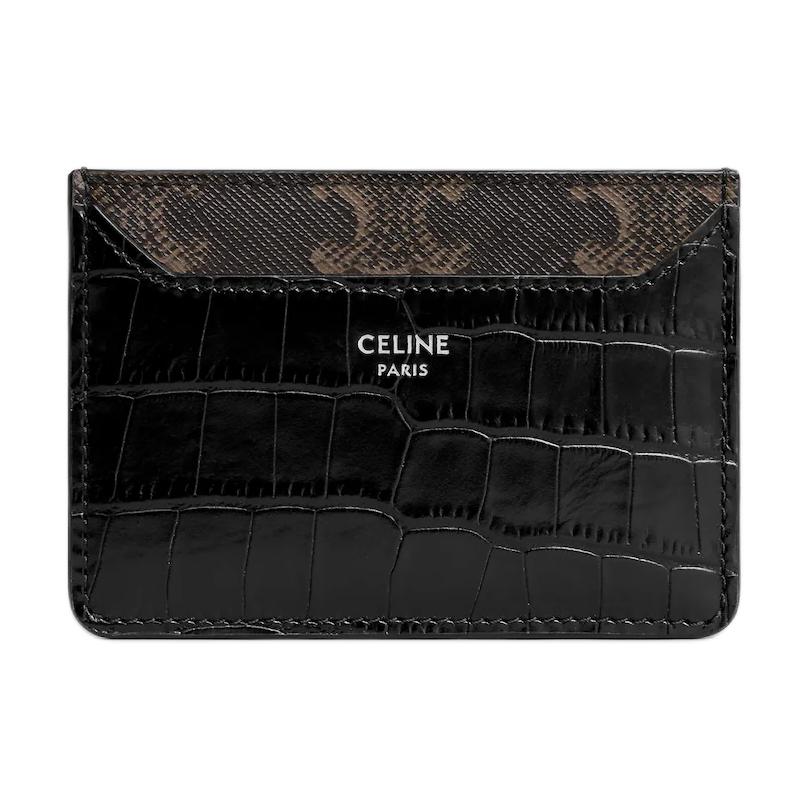 

CELINE Триумф холщовый кожаный визитник мужской черный