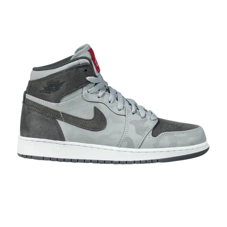 

Кроссовки Air Jordan 1 Retro Hi Premium GS 'Camo', серый