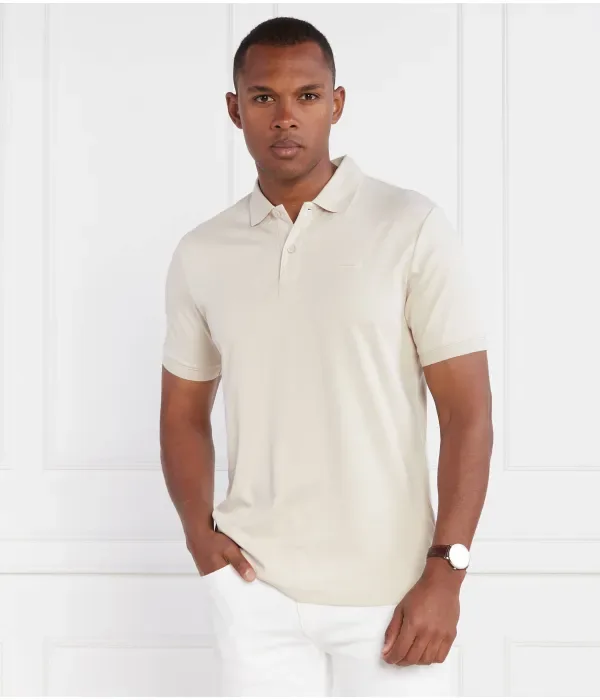 Поло из гладкого хлопка, облегающее поло slim fit Calvin Klein, бежевый — фото 3