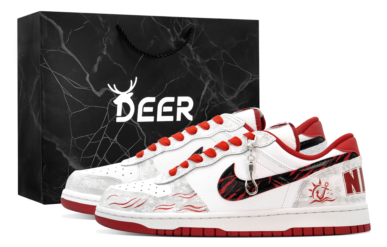 

Nike Кроссовки Big DEER Flying Shadow кожаные противоскользящие износостойкие низкие для скейтбординга мужские красные