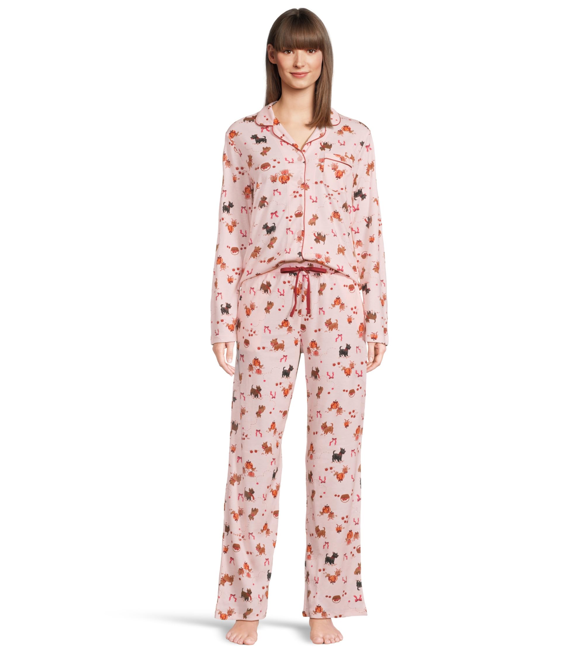 

Пижама Karen Neuburger Novelty Print Long Sleeve Girlfriend Pajama Set, цвет Apple Orchard Scotties