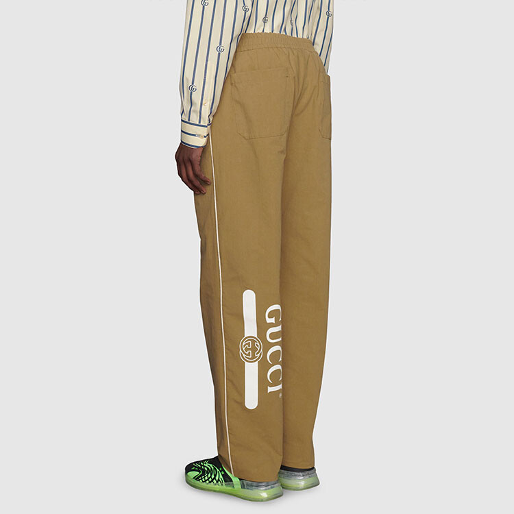 Брюки мужские Gucci Logo-print, коричневый — фото 3