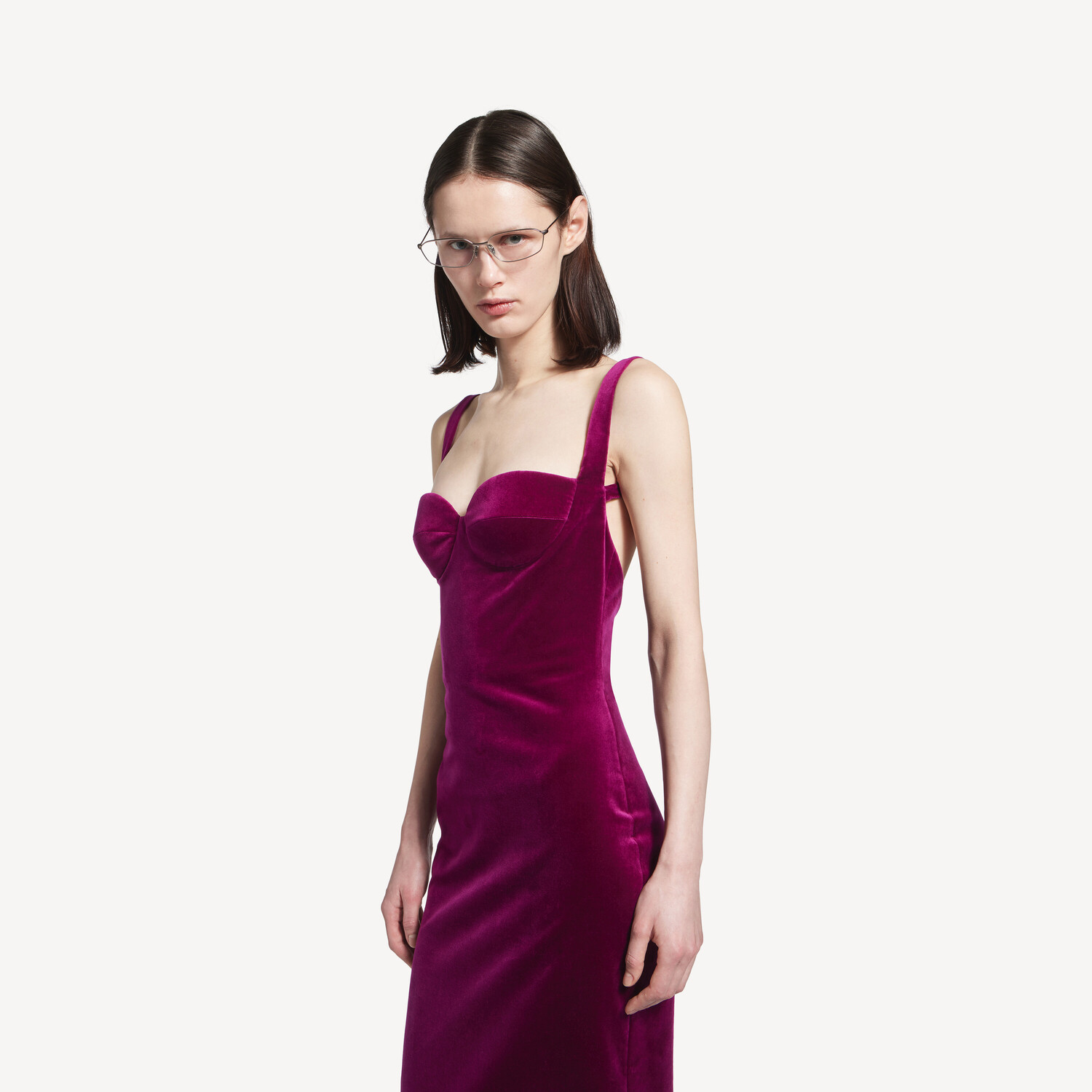 Женское приталенное платье в сливовом цвете BALENCIAGA, сливовый — фото 4