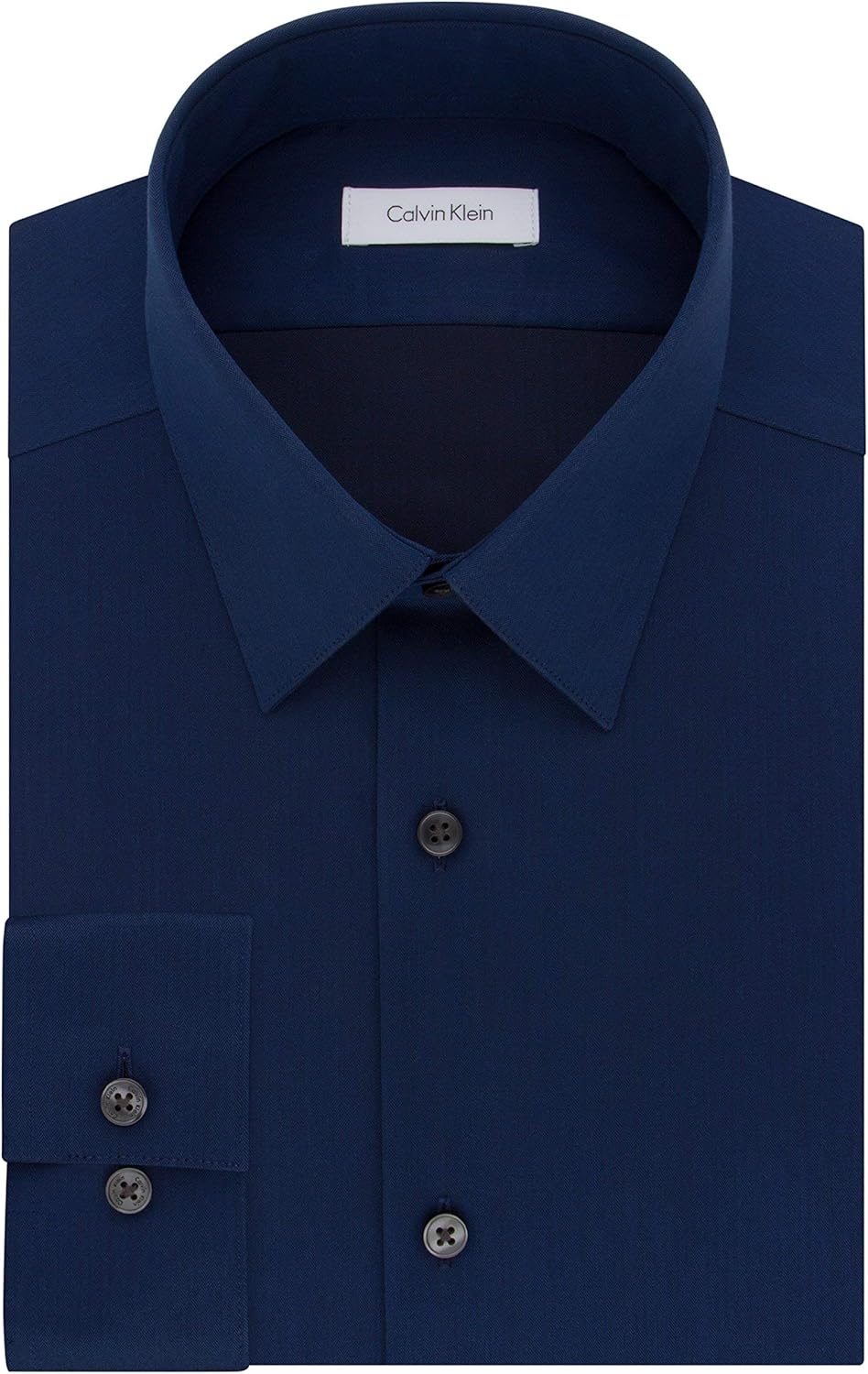 Мужская рубашка Calvin Klein Slim Fit с рисунком «елочка» без желтизны, Blue Velvet — фото 3