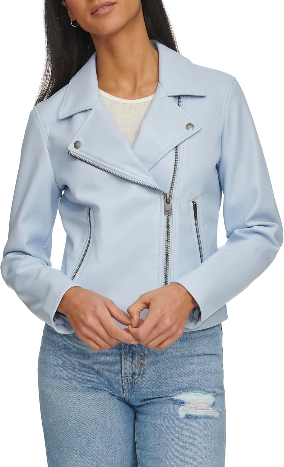 

Levi's Женская куртка-косуха из гладкой искусственной кожи (стандартные и большие размеры), Dusty Blue