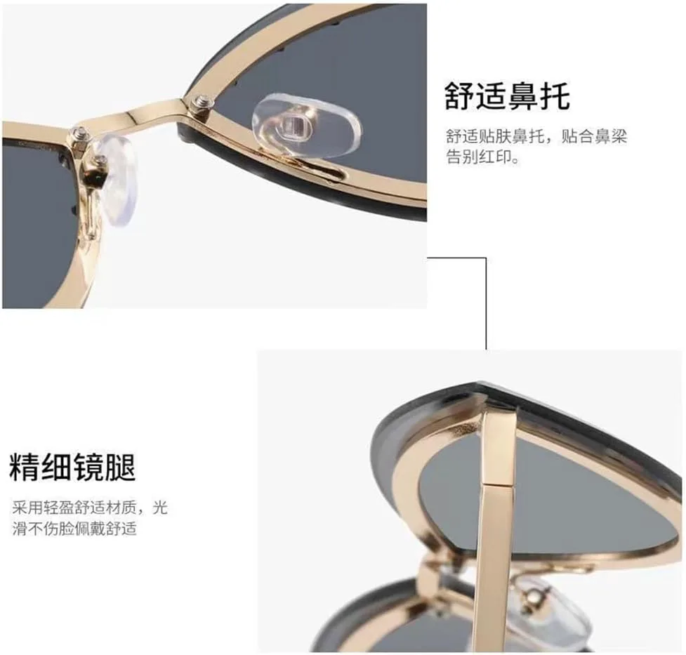 

Солнцезащитные очки «кошачий глаз» в металлической оправе для женщин и мужчин, овальные, винтажные, эллиптические, солнцезащитные очки для женщин и мужчин KTUCN, 6