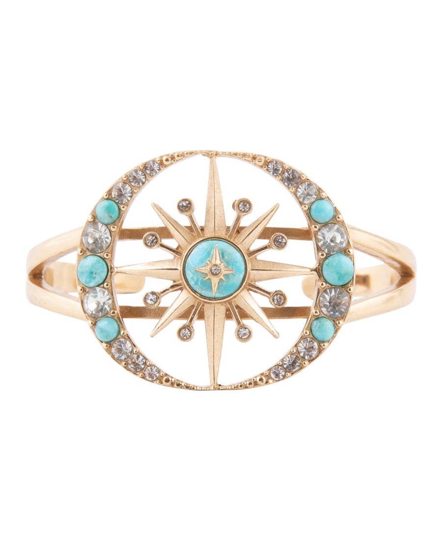 

Браслет-манжета Небесно-голубой бирюзовый золотой Barse, Turquoise