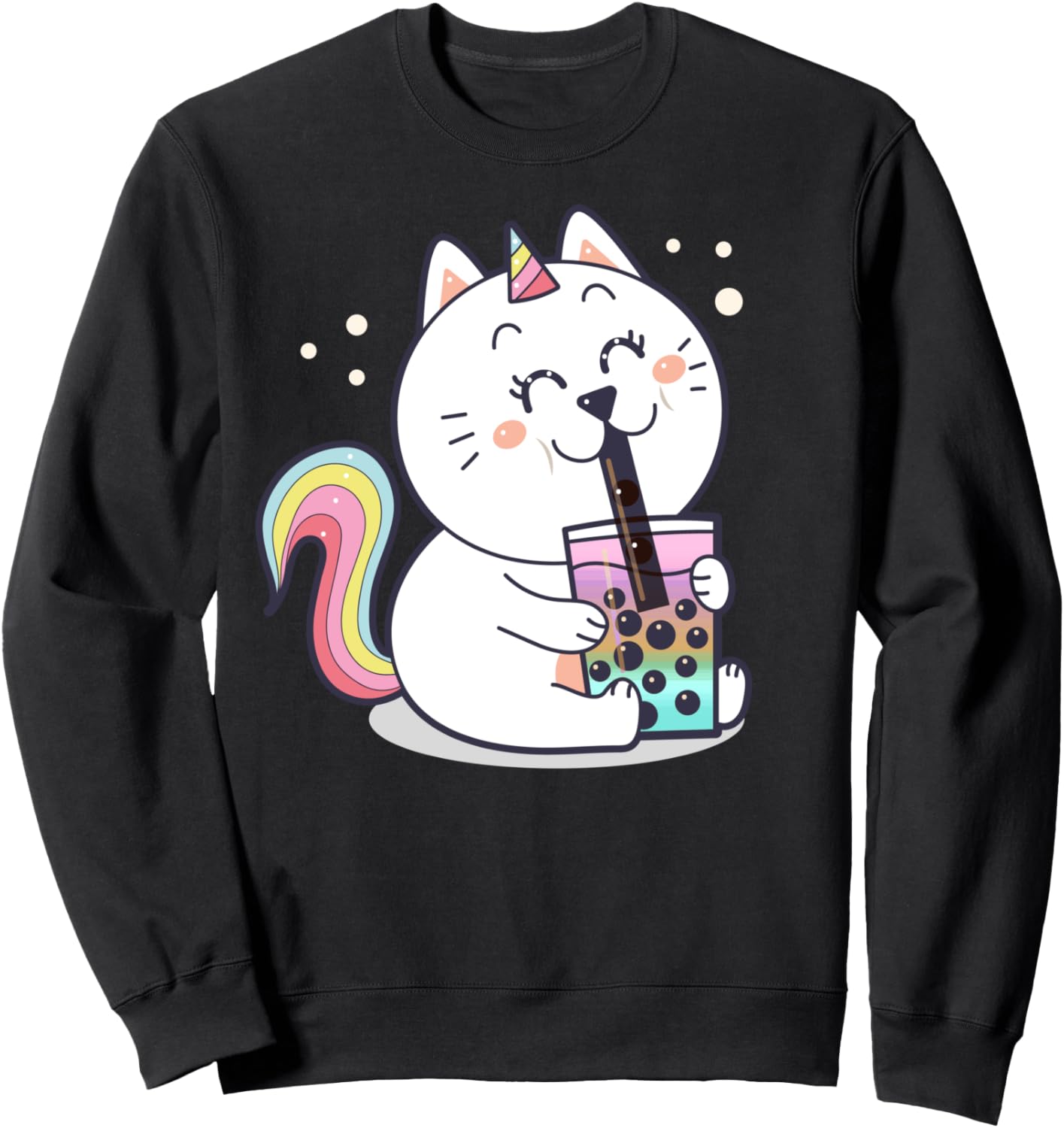 

Милая толстовка с изображением кошки и единорога в стиле каваи Manga Anime Kawaii Design Idea, черный