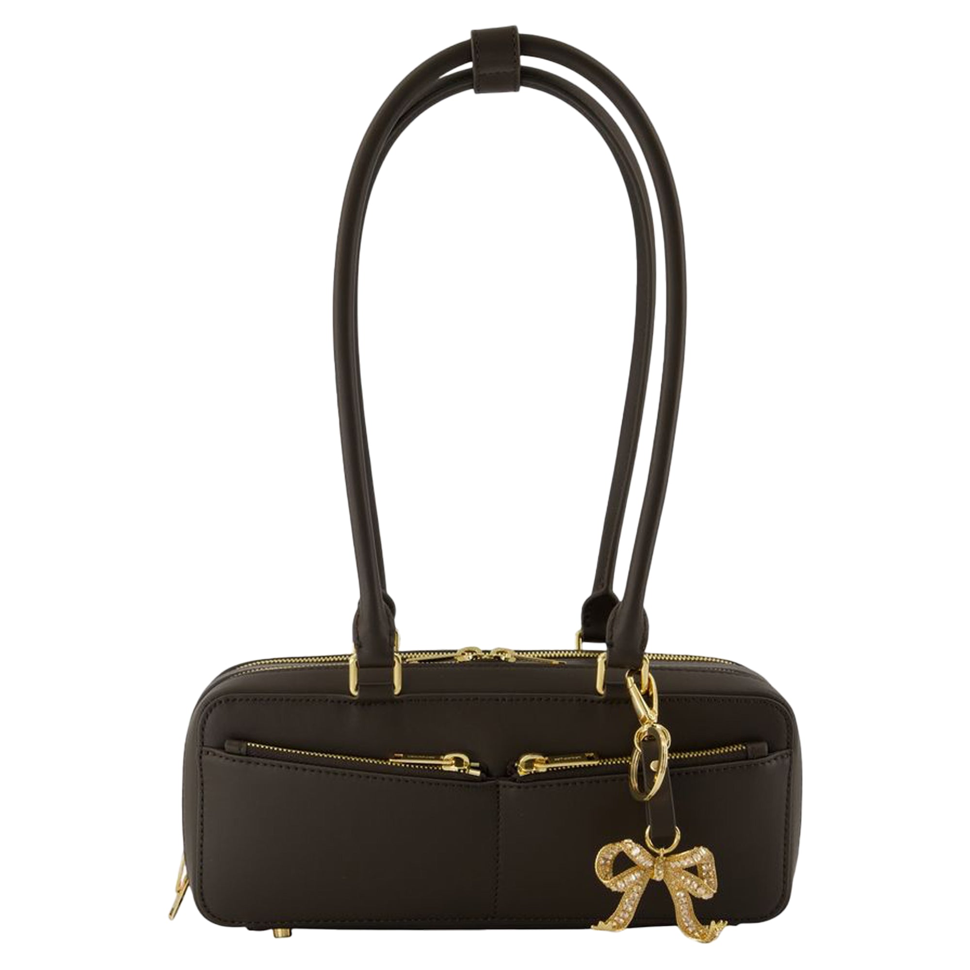 

Сумка-багет с подвеской Self Portrait кожаная коричневая Self-Portrait