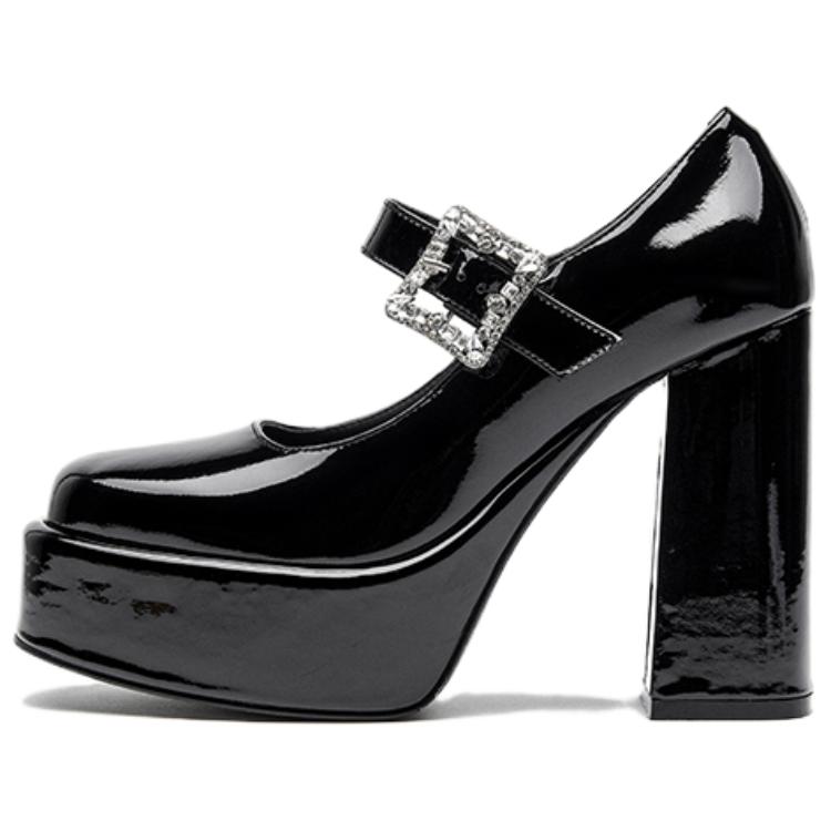 SHOESZOOO Туфли Мэри Джейн на платформе, маленькие, на толстом каблуке, 12 см, женские, Hepburn, черные
