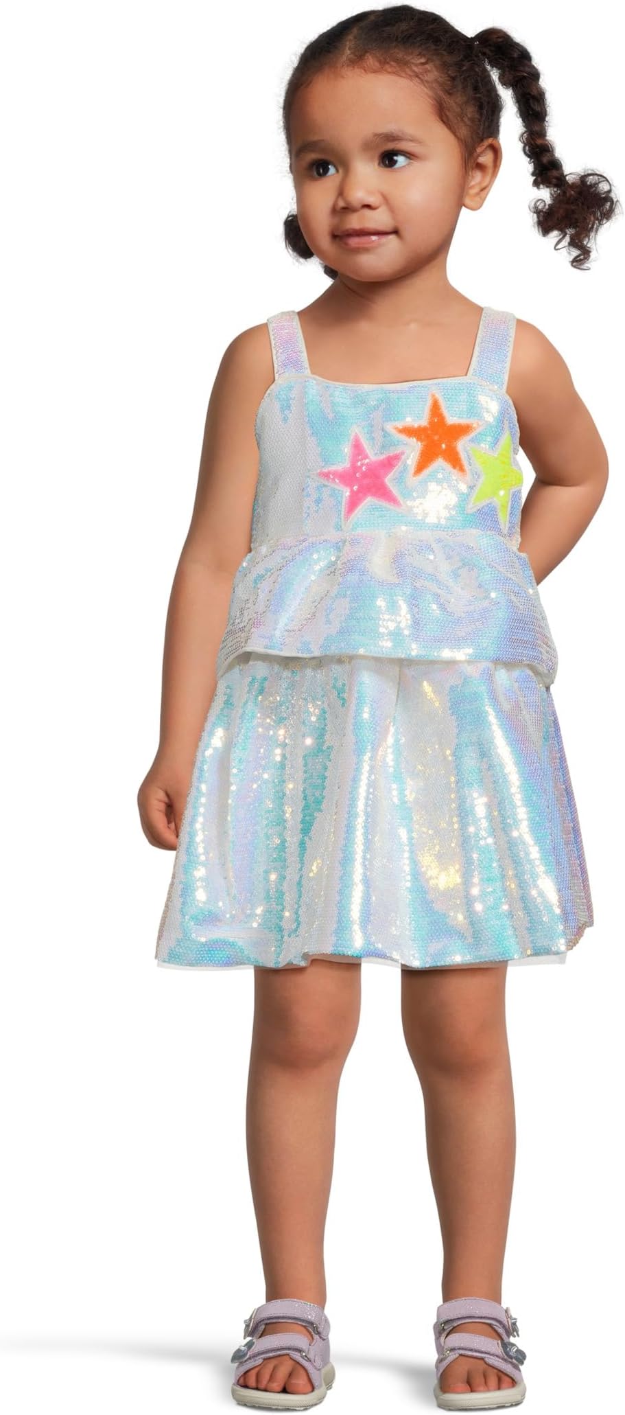 

Платье Lola and The Boys Tiered Stars Sequin Dress, серебряный
