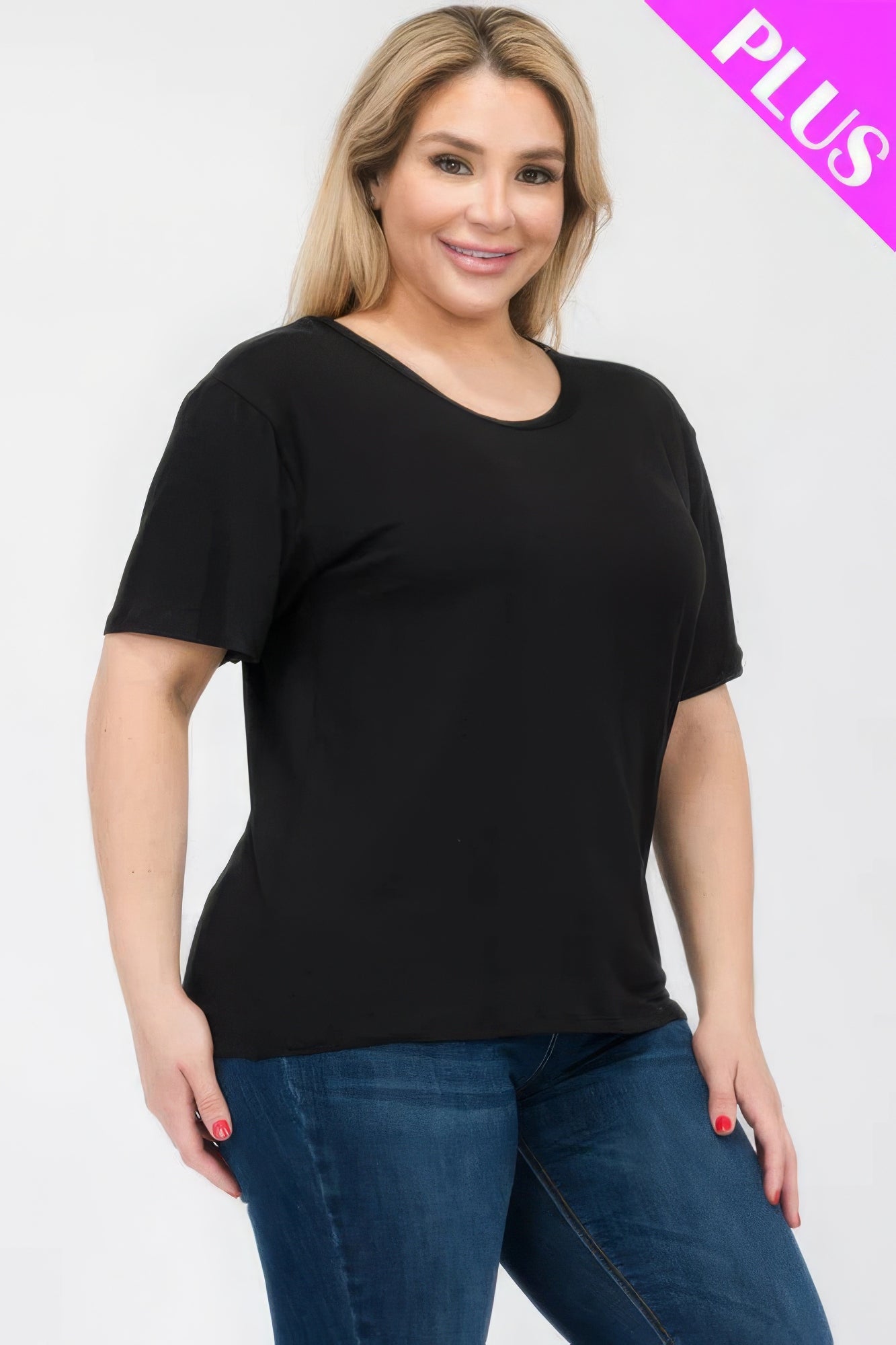 

Футболка с коротким рукавом размера плюс FASHNZFAB, черный