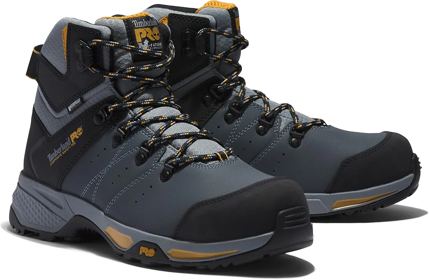 Мужские рабочие ботинки Timberland PRO Switchback с композитным носком, водонепроницаемые, высота 6 дюймов, серый/желтый — фото 2