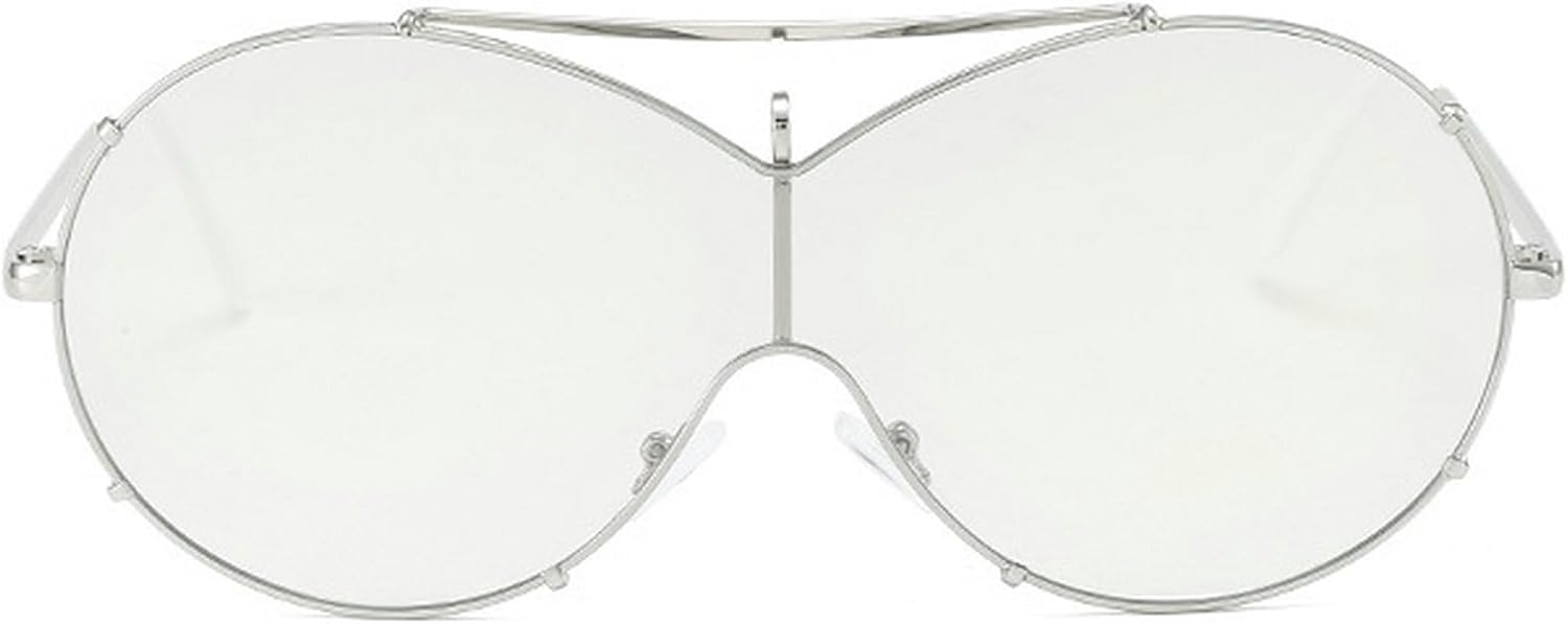 

Большие солнцезащитные очки-пилот для женщин, модные, в крупной оправе, цельные, солнцезащитные очки-маска, стильные, в металлической оправе, овальной формы mincl, Silver