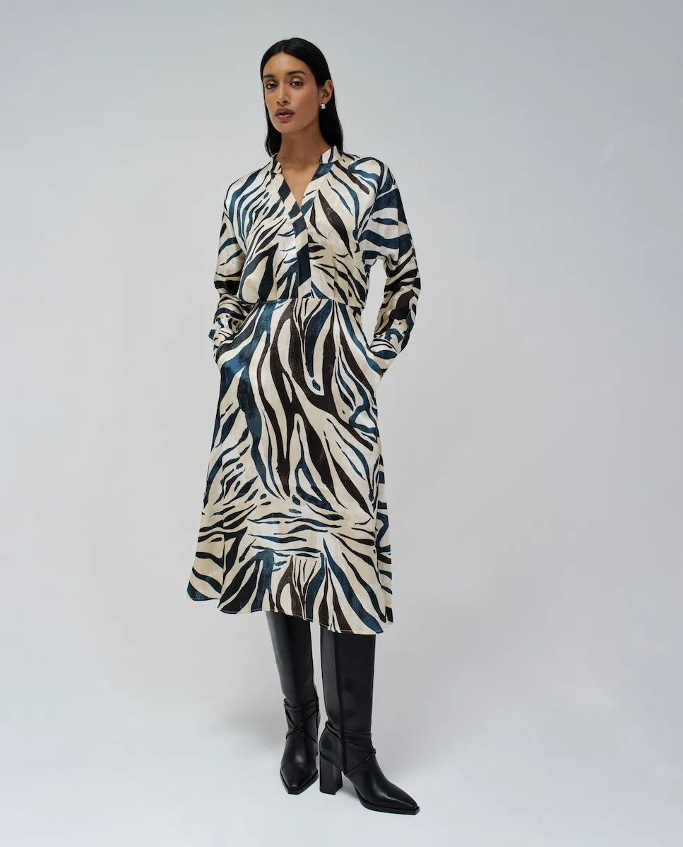 

Платье миди с принтом под животное Salsa Jeans, светло-бежевый