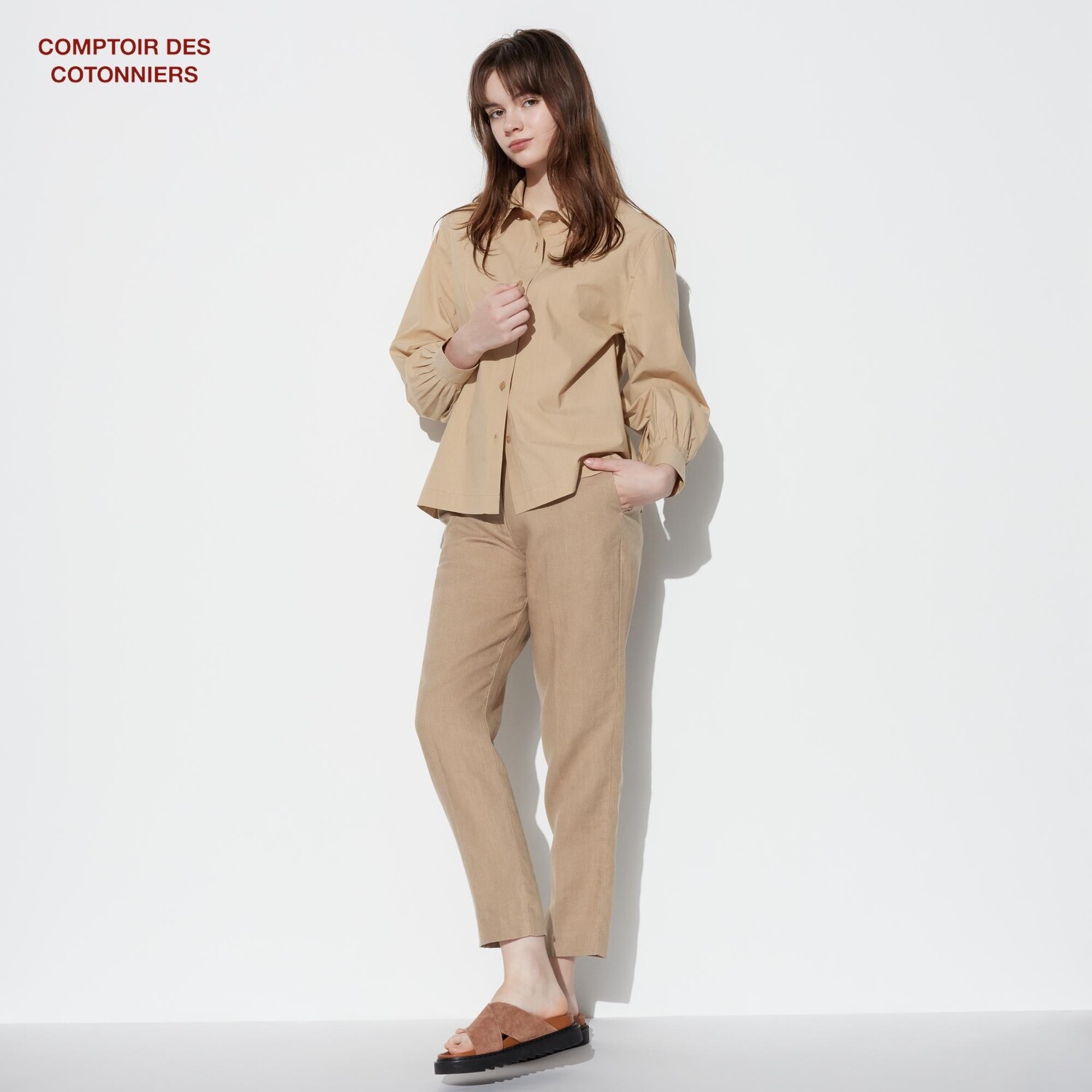 

Брюки UNIQLO Comptoir de Cotonnier льняные, хаки