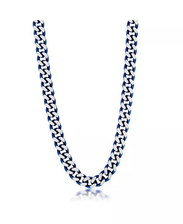 

Ожерелье из кубинской цепи из нержавеющей стали Metallo, blue