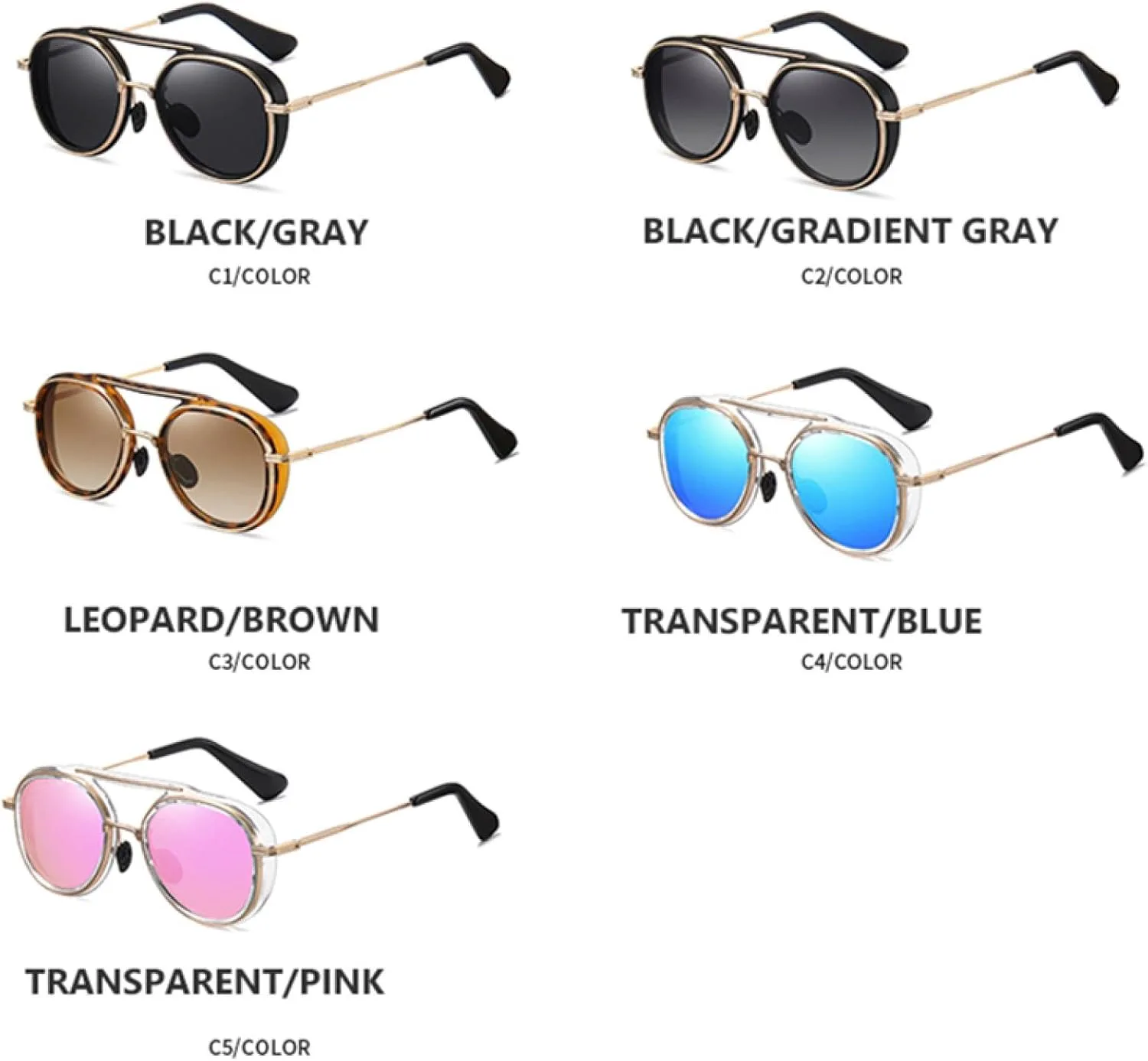 

Солнцезащитные очки в стиле стимпанк с поляризацией для женщин, винтажные солнцезащитные очки для мужчин с защитой от УФ-излучения UV400 TOIPASTN, Transparent-blue