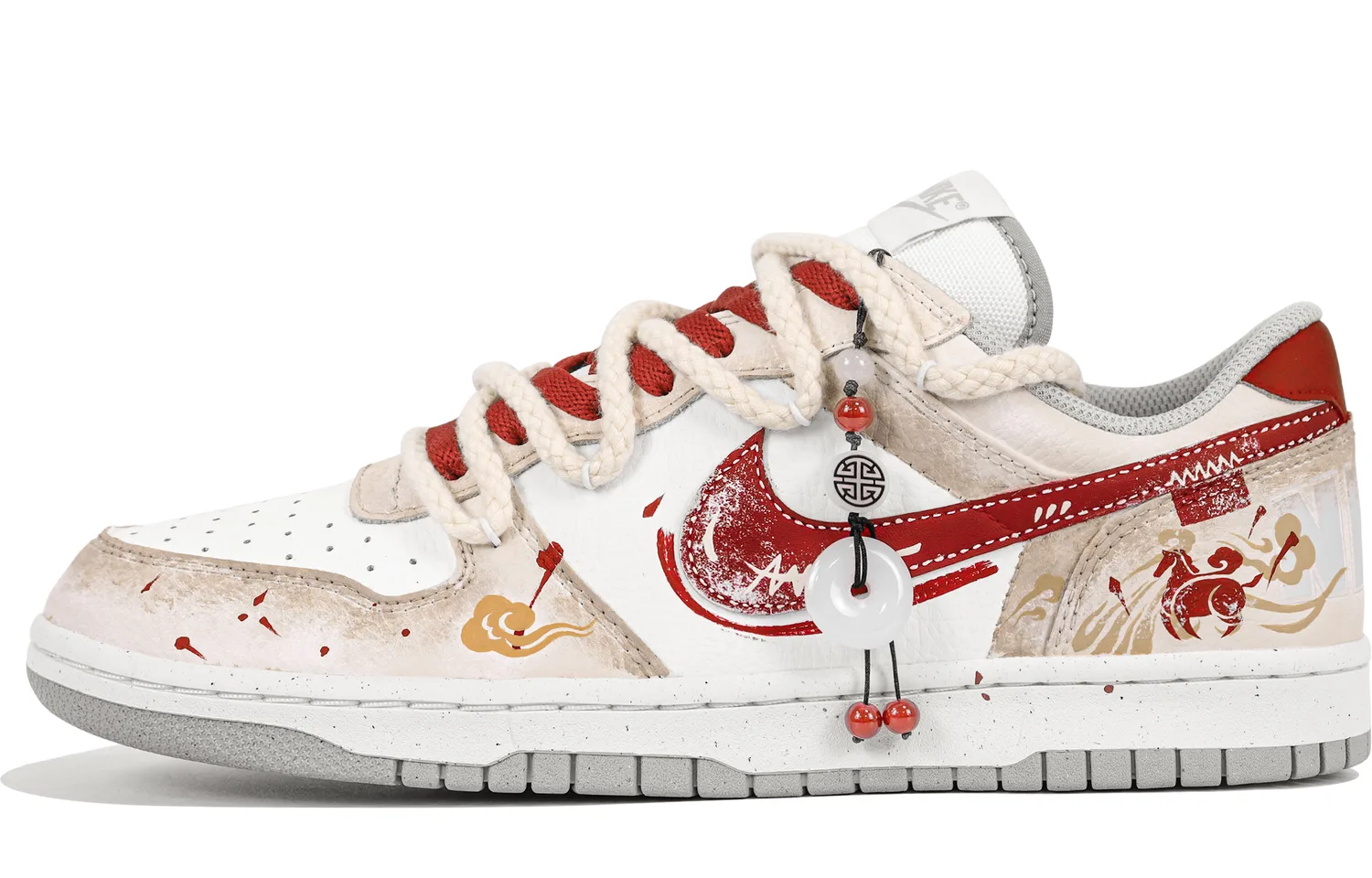 Nike Big Galloping Journey, Year Of The Horse Planning, Chinese Style, Vintage Trendy Abrasion Resistant Breathable, бежевый белый красный