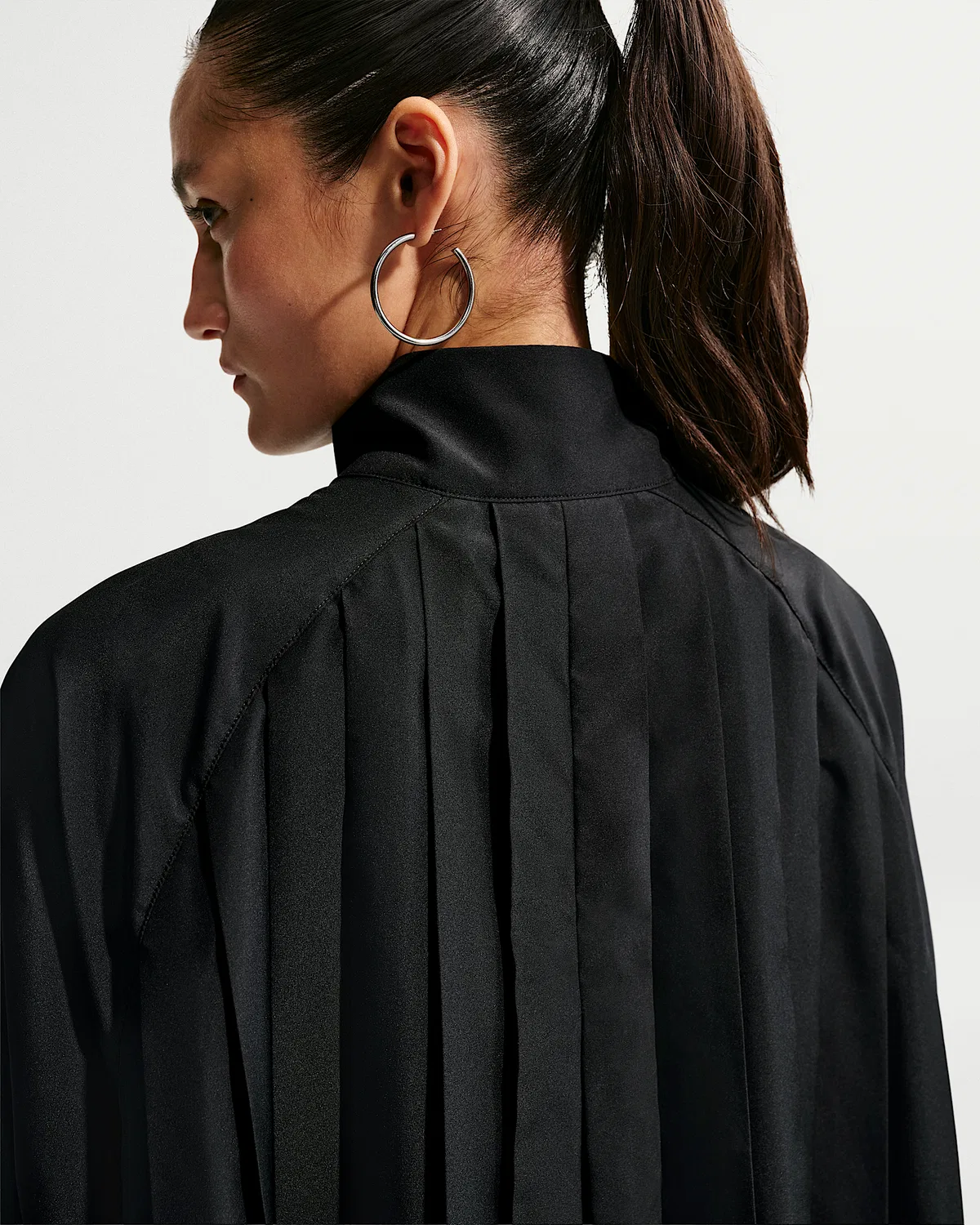Женское свободное платье мини Nike Sportswear с длинным рукавом и складками, Black/Black — фото 2